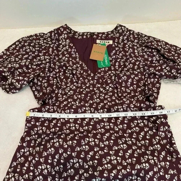 Boden Cut Out Midi Tea DressDark Burgundy, Sweet Daisy Size 10P - Picture 10 of 12